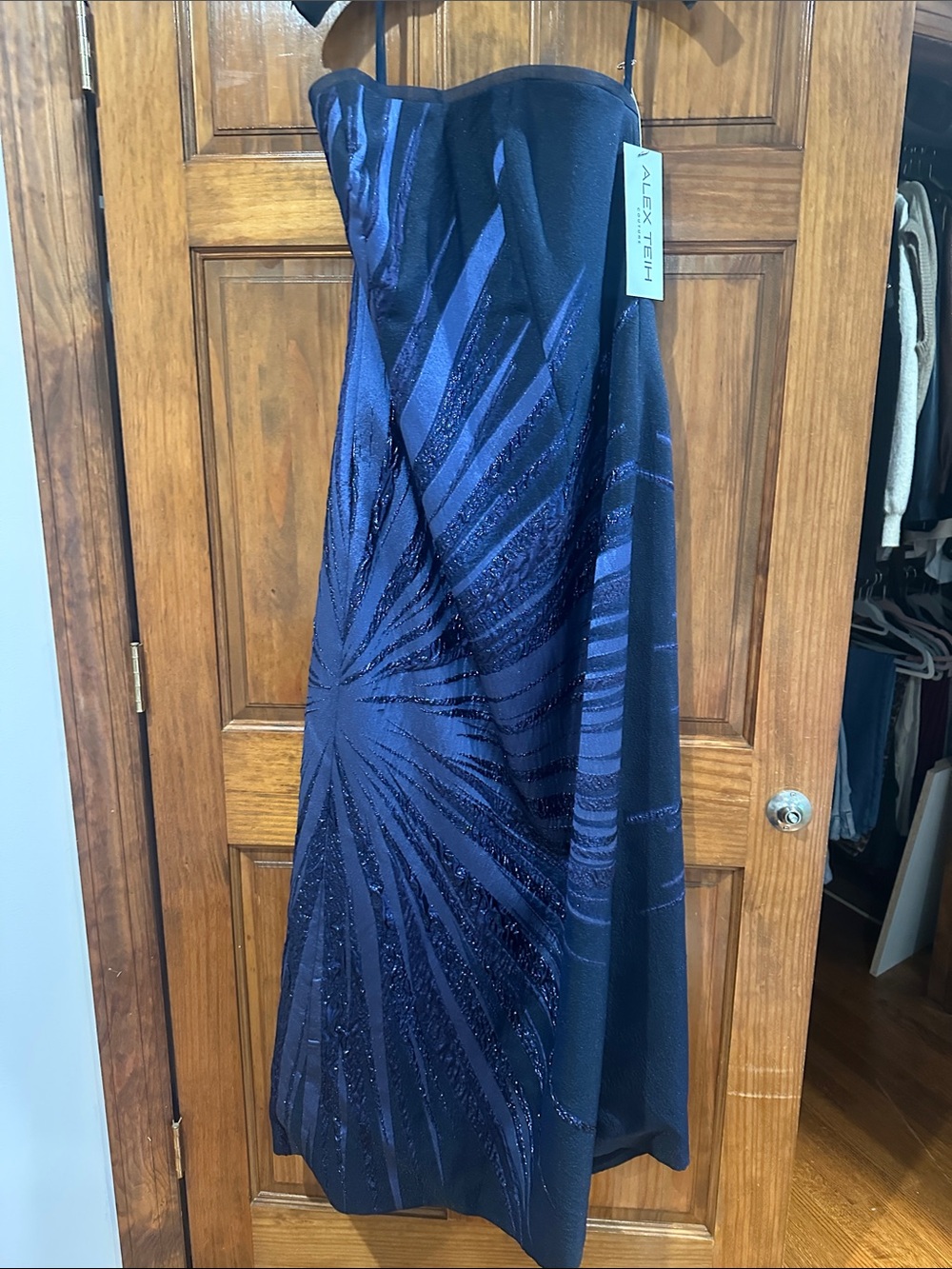 Alex Evenings Strapless Navy and Black Sequin Gown